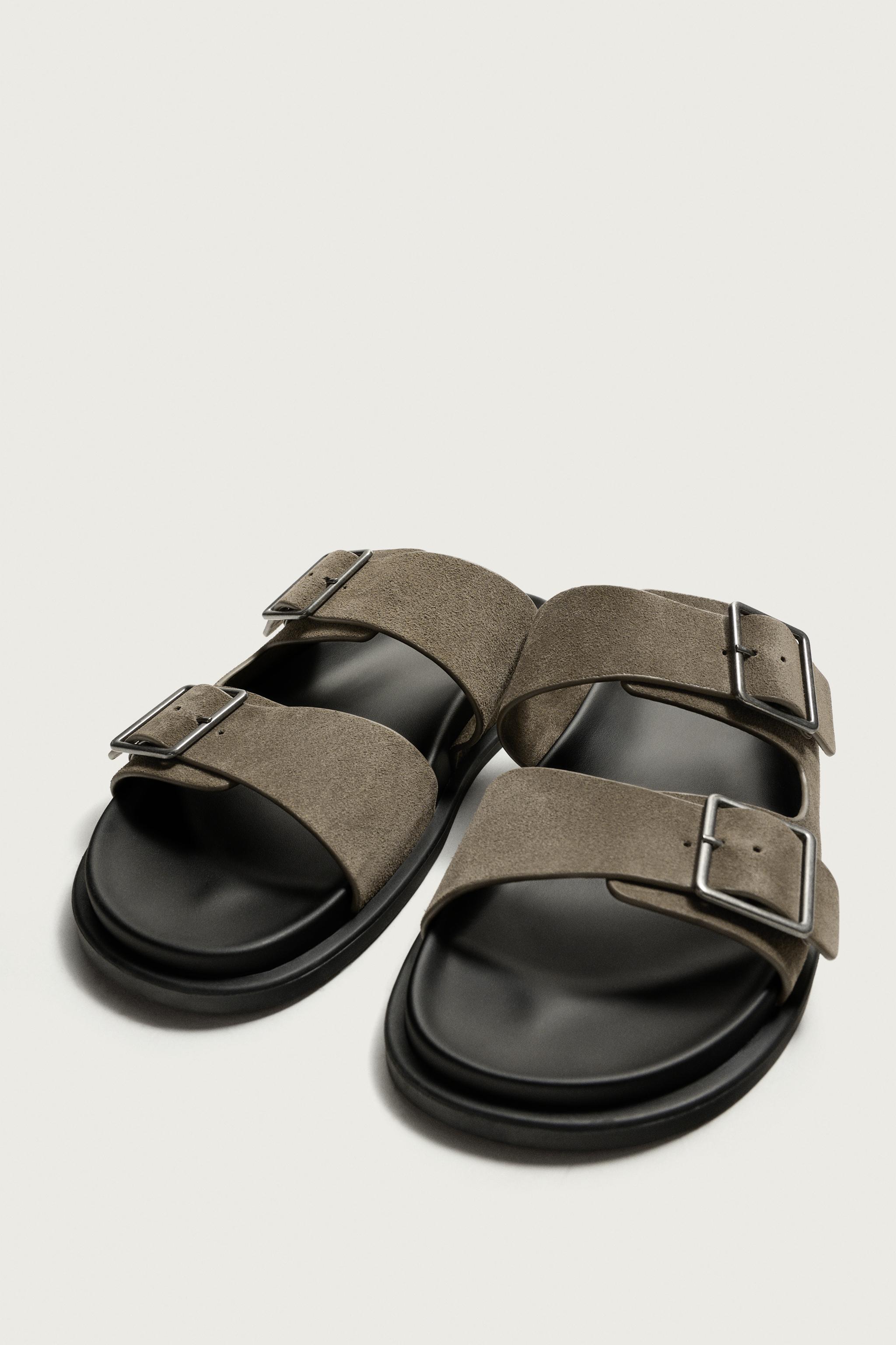DOUBLE STRAP LEATHER SANDALS